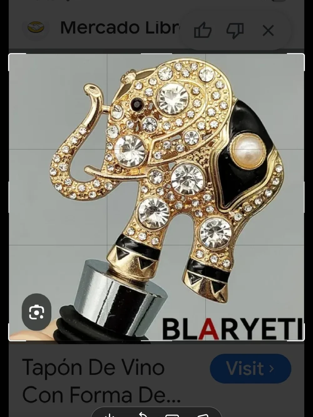 Gold Bejeweld Elephant Wine Stopper. About 4 1/2